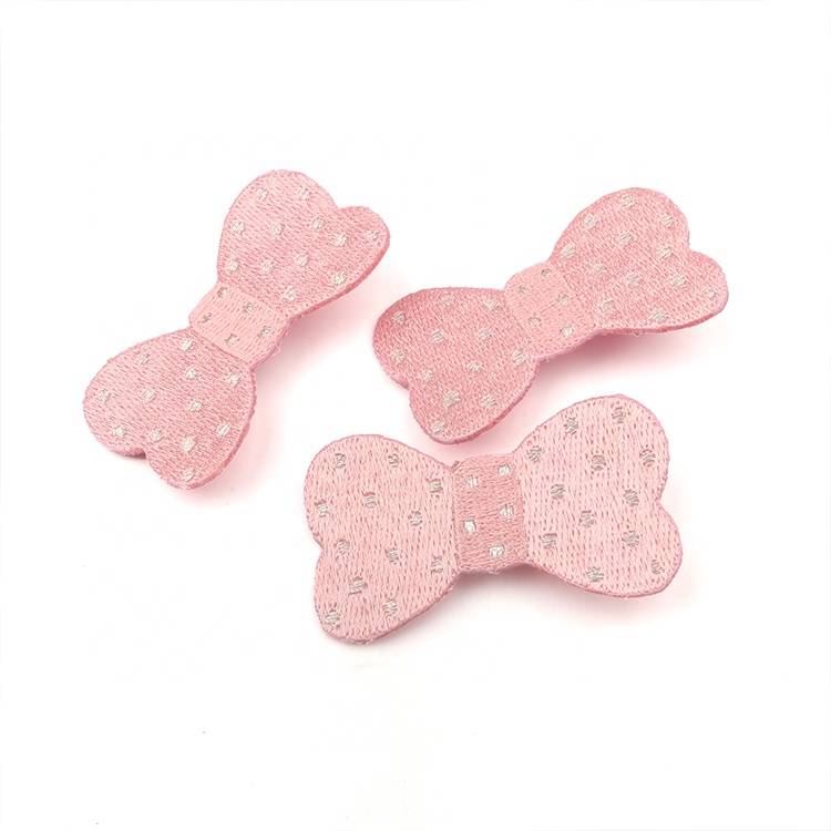 Women Accessories Custom Cute Pink Bow Design Princess Colorful Lovely Girl Snap Embroidery Hair Clips